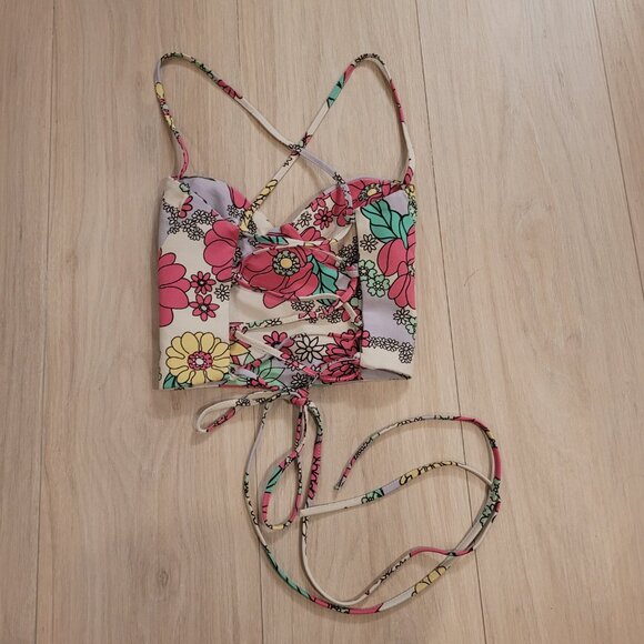 ZARA | Crop Bustier Tank Top Floral | Sz. XS - Picture 6 of 8